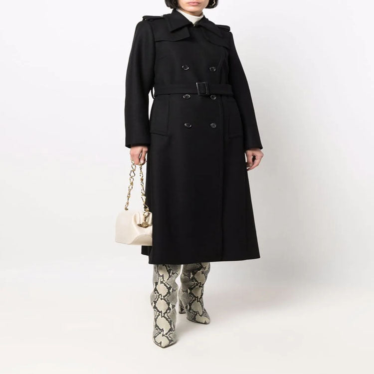 Damen Gehrock-Mantel im Trenchcoat-Stil mit betonter Taille und Schulterriegel Nord Taschen