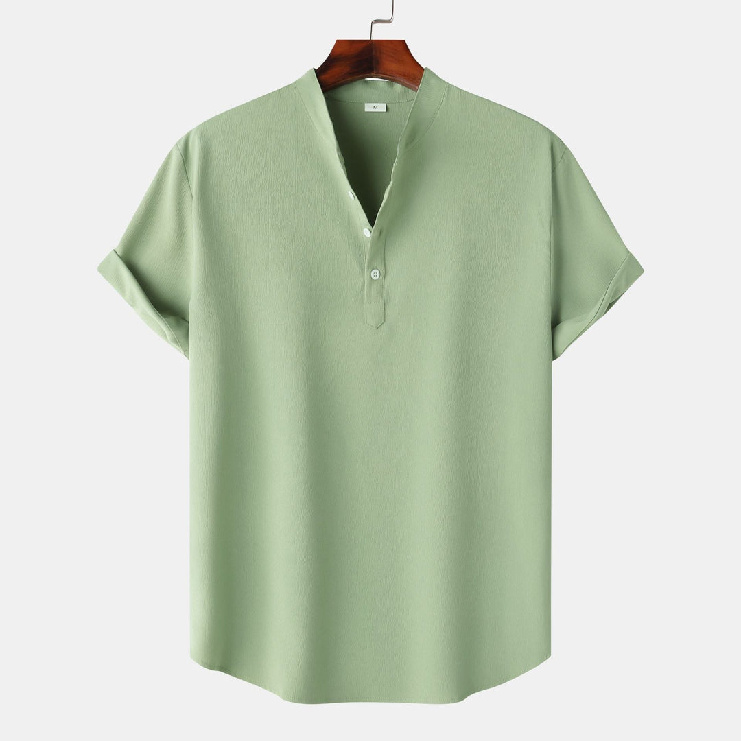 Herren Kurzarmhemd mit modernem Henley-Design und funktionalen Knöpfen Nord Taschen