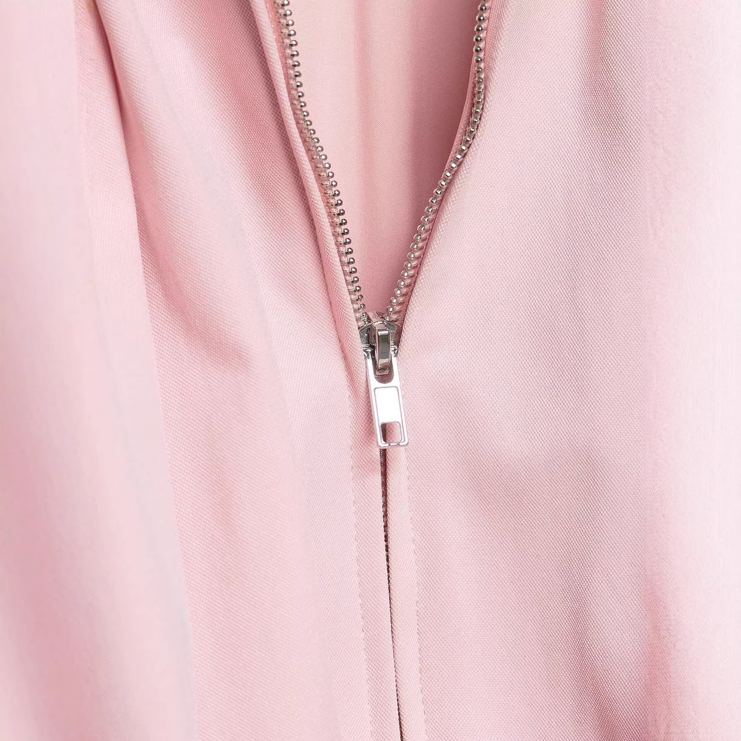 Damen Kurz geschnittene Blousonjacke mit weitem Ballonärmel, Reißverschluss und elastischem Saum Nord Taschen