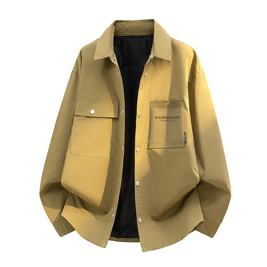 Herren Oversize-Utility-Hemdjacke mit Druckknopfleiste und großen aufgesetzten Taschen Nord Taschen