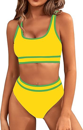 Damen Sportlicher Hochgeschnittener Bikini Nord Taschen