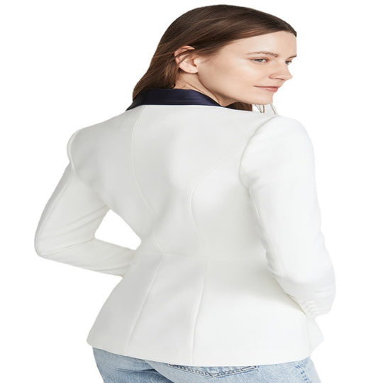 Damen Taillierter Smoking‑Blazer mit satiniertem Schalkragen und Ein‑Knopf‑Front Nord Taschen