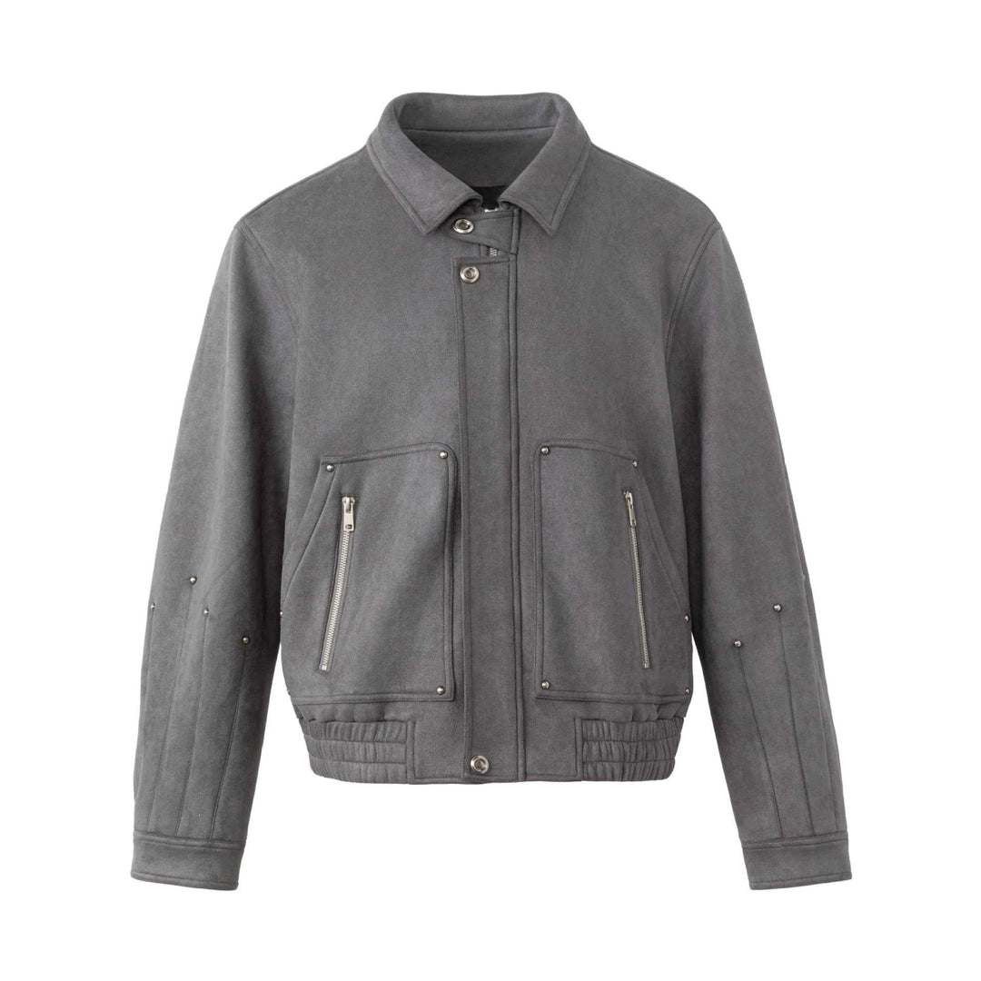 Herren Kurzblouson aus Velours mit Utility‑Taschen, Zippern und hohem Stehkragen Nord Taschen