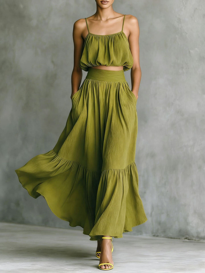 Damen Sommerliches Zweiteiler-Kleid mit fließendem Schnitt und praktischen Taschen