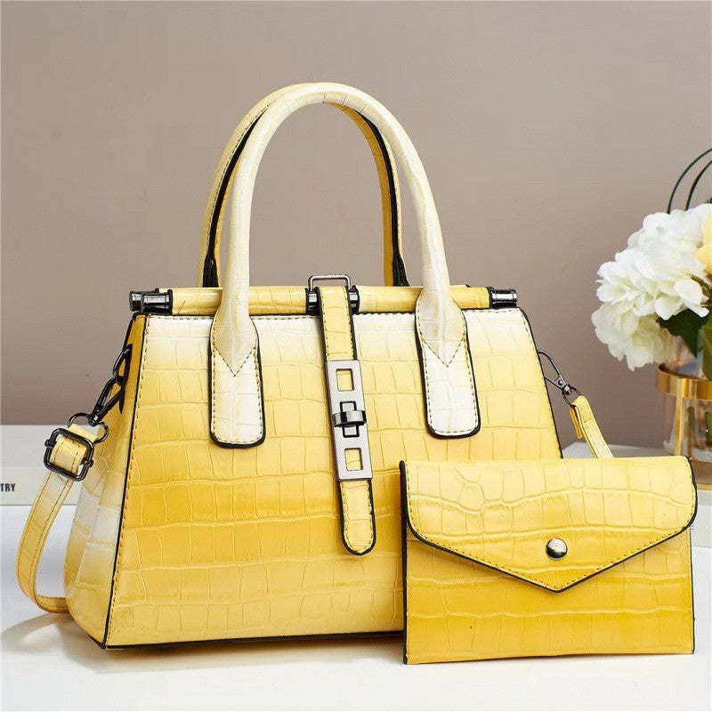 Damen Handtasche im eleganten Krokodil-Look mit abnehmbarer Clutch Nord Taschen