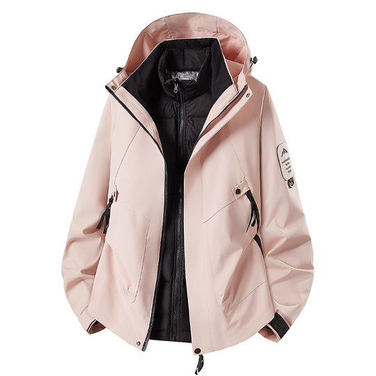 Herren Zwei-in-eins Wetterschutzjacke mit abnehmbarer Steppweste und verstellbarer Kapuze Nord Taschen