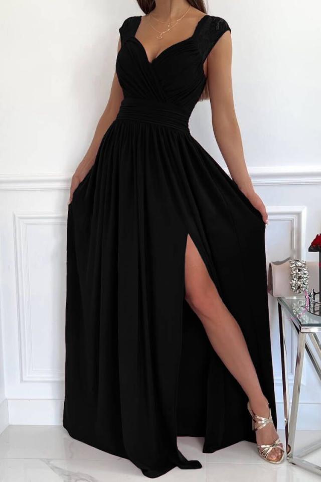 Nord Taschen | Damen Abendkleid mit elegantem V-Ausschnitt und Rüschendetails
