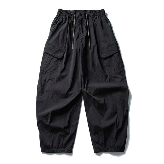 Herren Weite Ripstop-Cargo-Hose im Balloon-Schnitt mit Tunnelzugbund, Oversize-Klappentaschen und elastischen Knöchelabschlüssen Nord Taschen