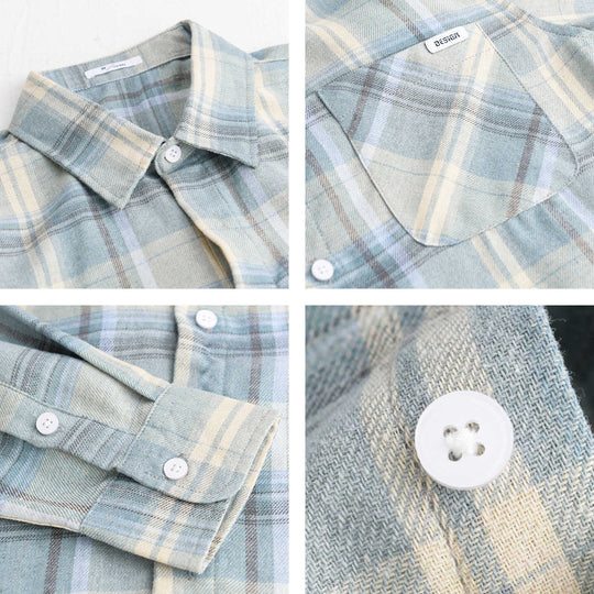 Herren Kariertes Leichtes Flanell-Overshirt mit Brusttasche und Relaxed-Fit Nord Taschen