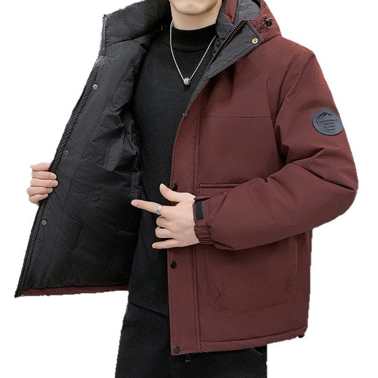 Herren Wattierter Kurzparka mit Kapuze winddicht wasserabweisend und Multifunktionstaschen Nord Taschen