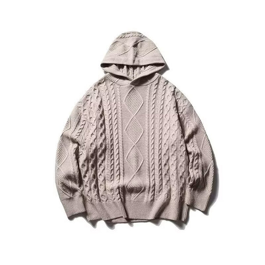 Herren Grobstrick Pullover mit Kapuze Nord Taschen