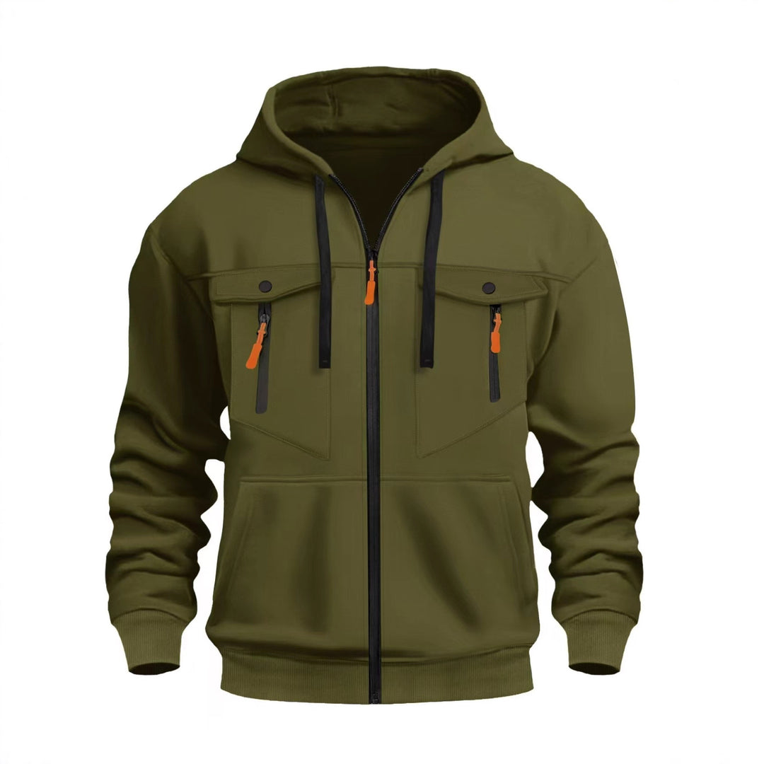 Herren Kapuzen-Sweatjacke mit durchgehendem Reißverschluss, zwei zip-Brusttaschen und ergonomischen Bündchen Nord Taschen