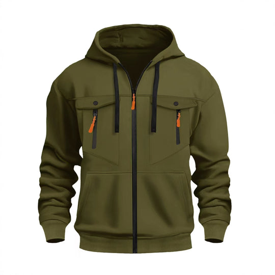 Herren Kapuzen-Sweatjacke mit durchgehendem Reißverschluss, zwei zip-Brusttaschen und ergonomischen Bündchen Nord Taschen
