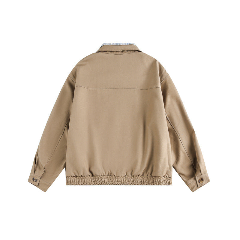 Unisex Boxy-Blousonjacke mit kontrastierender Reißverschlussleiste und kariertem Innenkragen Nord Taschen