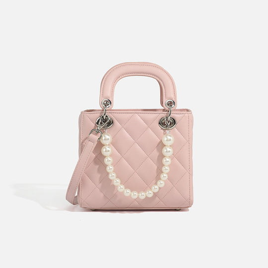 Damen Mini-Handtasche mit perlenverzierter Kette und quiltetem Design Nord Taschen