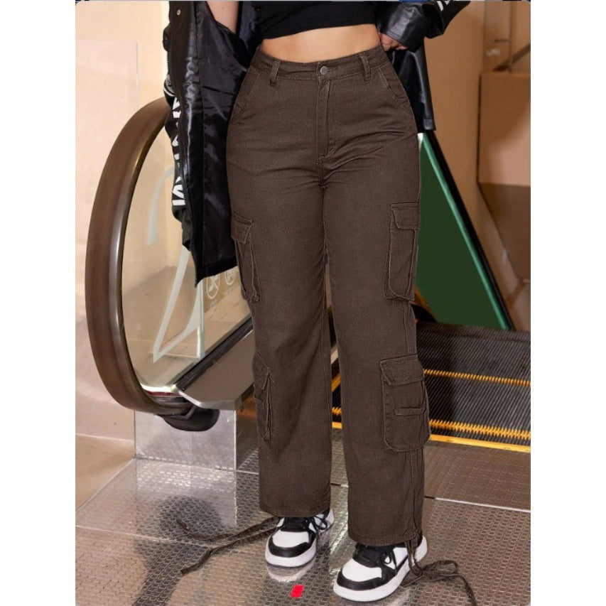 Damen Utility-Cargo-Chino mit Mehrfach-Pattentaschen und Kordelzugsaum Nord Taschen