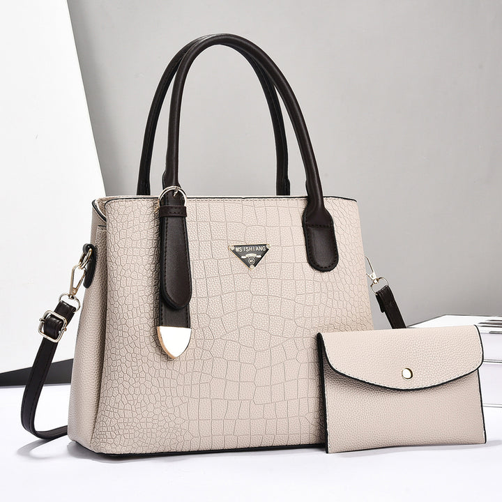 Damen elegante Handtasche mit strukturiertem Kunstleder und abnehmbarer Clutch Nord Taschen