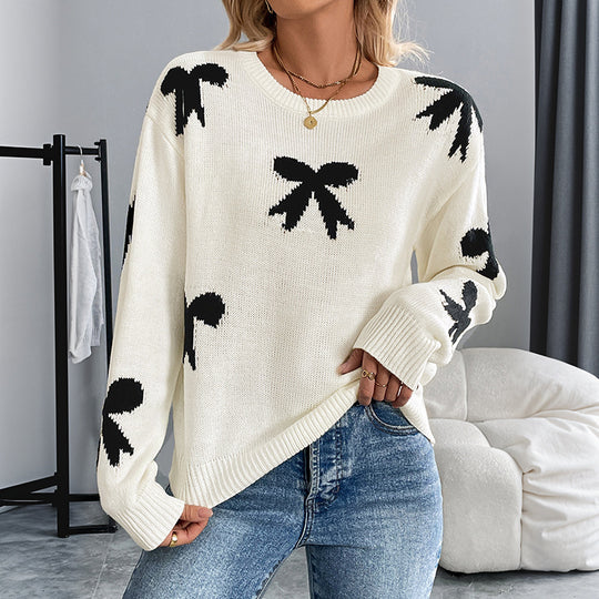 Damen Modischer Pullover mit Schleifenmuster Nord Taschen