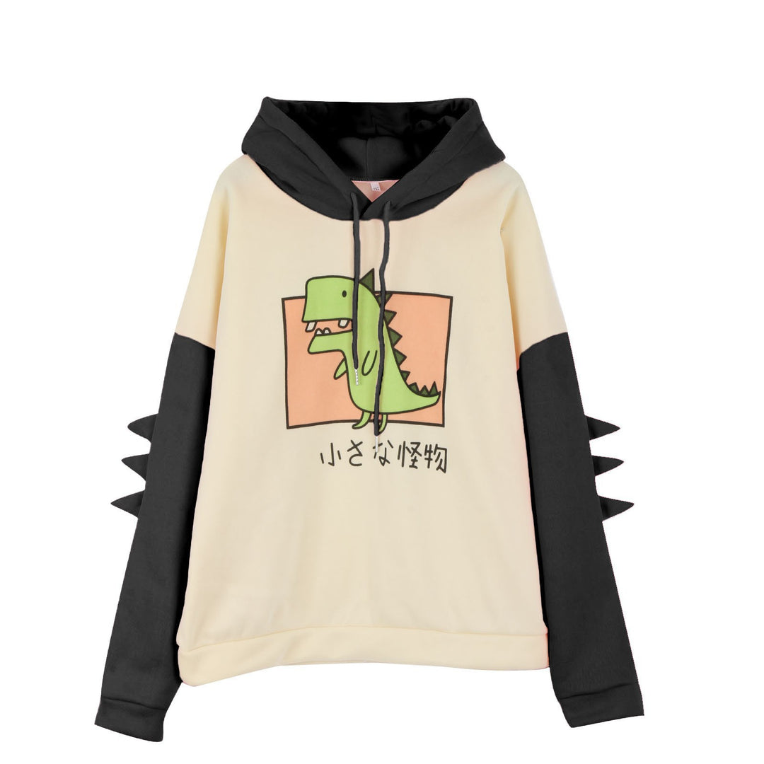 Damen nan Kapuzenpullover mit dreidimensionalen Rückendetails und niedlichem Dinosaurierprint Nord Taschen