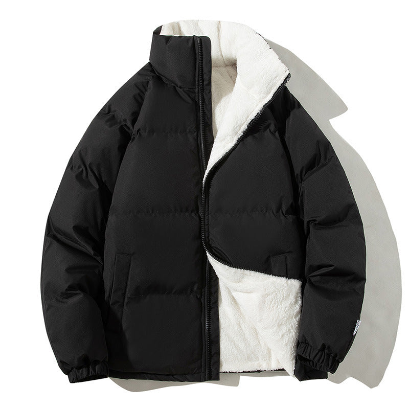 Damen Oversize-Pufferjacke mit Teddyfutter, Stehkragen und Eingrifftaschen Nord Taschen