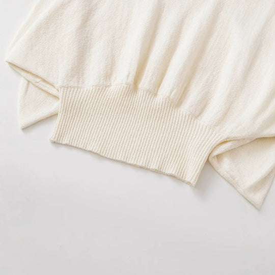 Damen weit geschnittener Cropped-Pullover mit Fledermausärmeln und breitem Rippbündchen Nord Taschen
