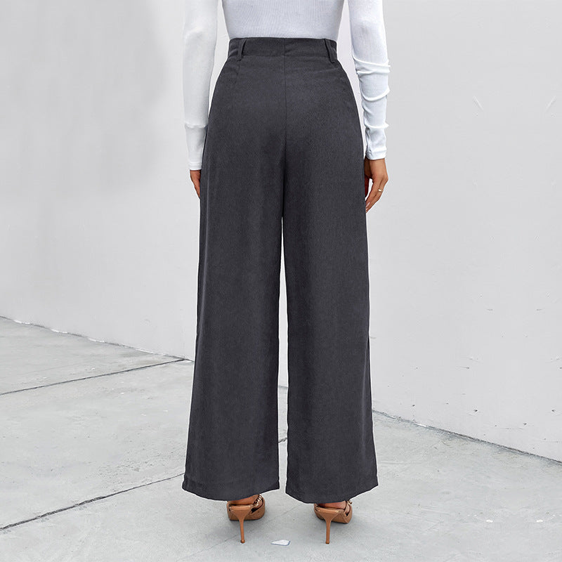 Damen Weite Cordhose mit hoher Taille, aufgesetzten Taschen und weitem Bein Nord Taschen