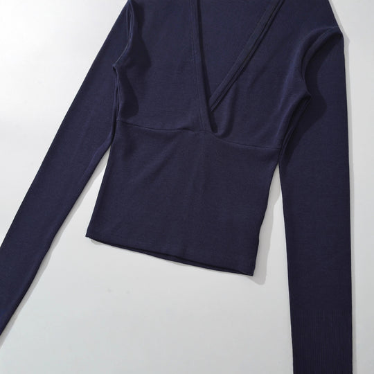 Damen Wickelshirt mit V-Ausschnitt und taillierter Teilungsnaht Nord Taschen