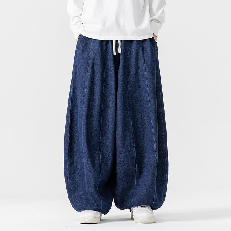 Herren Extraweite Baggy-Jeans im Balloon-Cut mit Tunnelzugbund und elastischen Saum Nord Taschen