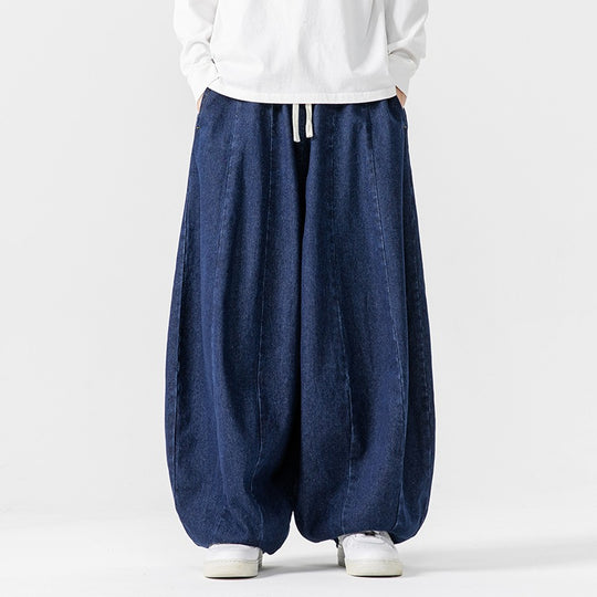 Herren Extraweite Baggy-Jeans im Balloon-Cut mit Tunnelzugbund und elastischen Saum Nord Taschen