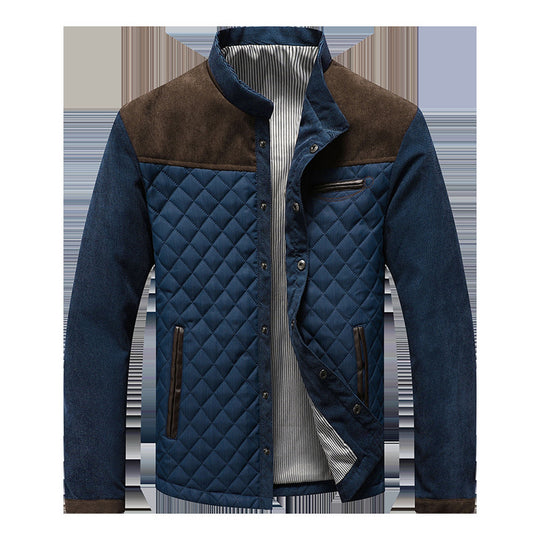 Herren Gepolsterte Rauten‑Steppjacke mit Stehkragen und Kontrastbesatz Nord Taschen
