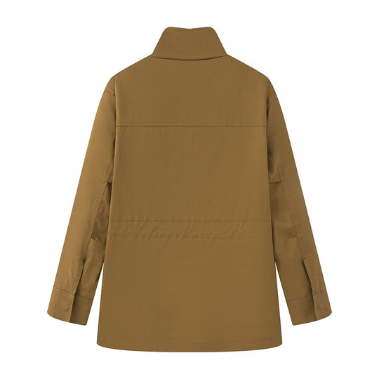 Damen Utility-Jacke mit Tunnelzugtaillen, Stehkragen und Pattentaschen Nord Taschen