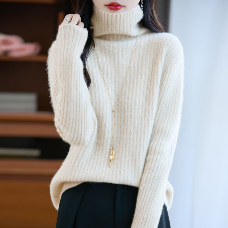 Damen Schlanker Feinstrick-Rollkragenpullover mit feiner Rippenstruktur und kaschmirähnlicher Haptik Nord Taschen