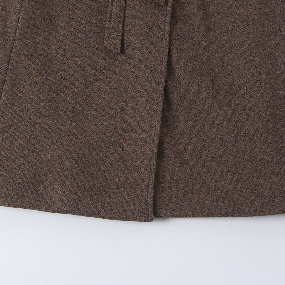 Damen Taillierter Wollmix‑Mantel mit Reverskragen und Bindegürtel Nord Taschen