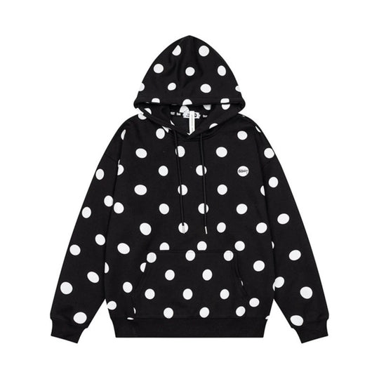 Damen Oversize-Kapuzenpullover mit Polka-Dot-Allover und Kängurutasche Nord Taschen