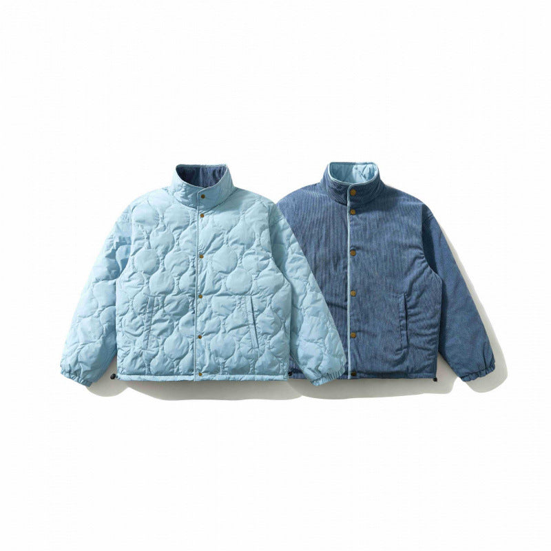 Herren Wattierte Cordjacke mit Stehkragen, Druckknopfverschluss und elastischem Saum Nord Taschen
