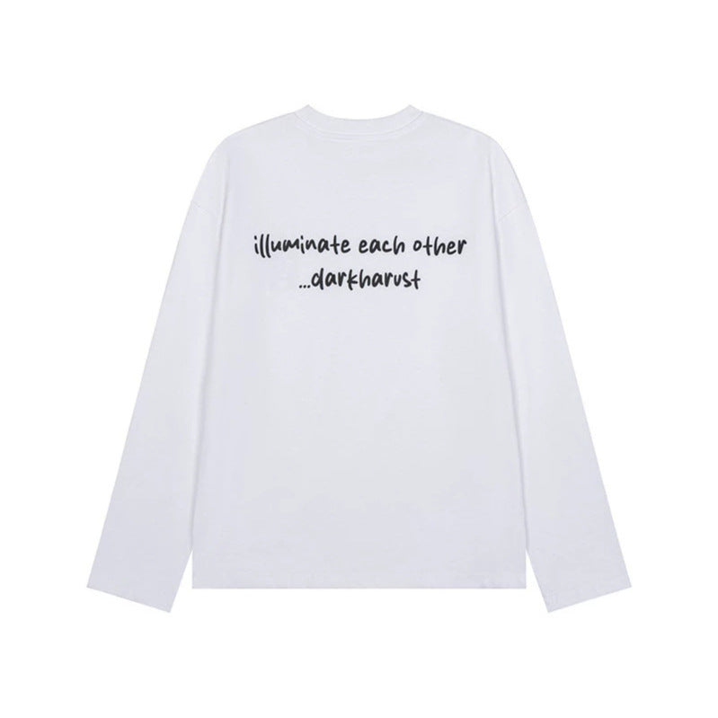 Unisex Langarm-Baumwollshirt mit minimalistischer Freundschafts-Stickerei Nord Taschen