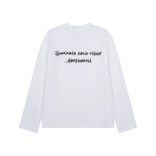 Unisex Langarm-Baumwollshirt mit minimalistischer Freundschafts-Stickerei Nord Taschen