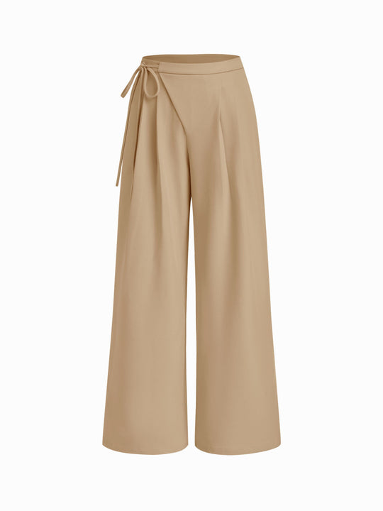 Damen Weite Streifenhose mit Taillengürtel Nord Taschen