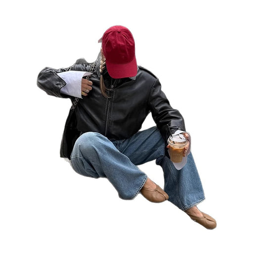 Damen Kurzblouson im Layering-Look aus Lederimitat mit überlangem Hemdärmel-Detail Nord Taschen