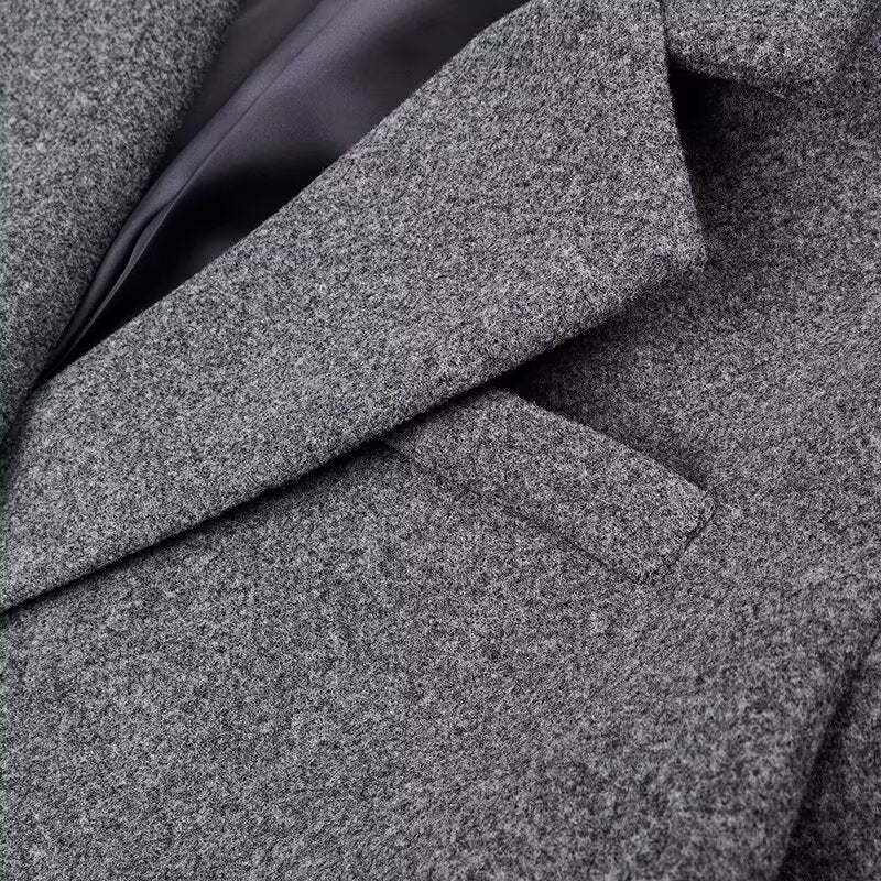 Damen Longline-Mantel aus Bouclé‑Wollmix mit schmaler Taillierung und zweireihiger Knopfverarbeitung Nord Taschen