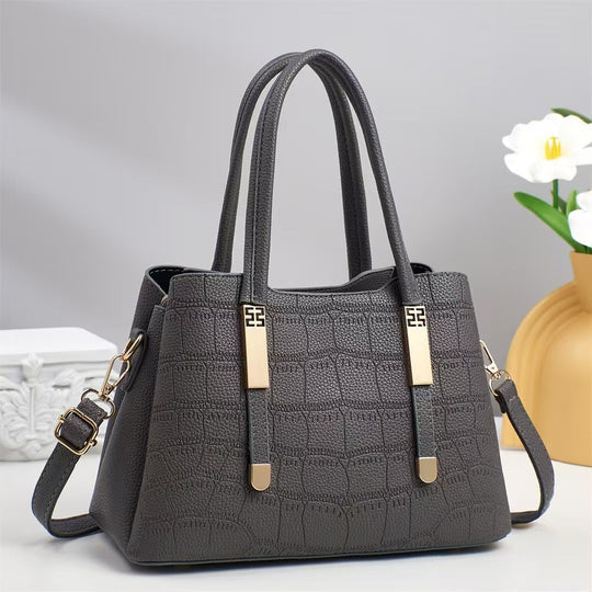 Damen elegante Handtasche mit strukturiertem Krokodil-Leder-Look und abnehmbarem Schulterriemen Nord Taschen