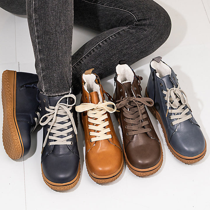 Damen nan gefütterte Schnür-Stiefelette mit seitlichem Reißverschluss und profilierter Gummisohle Nord Taschen