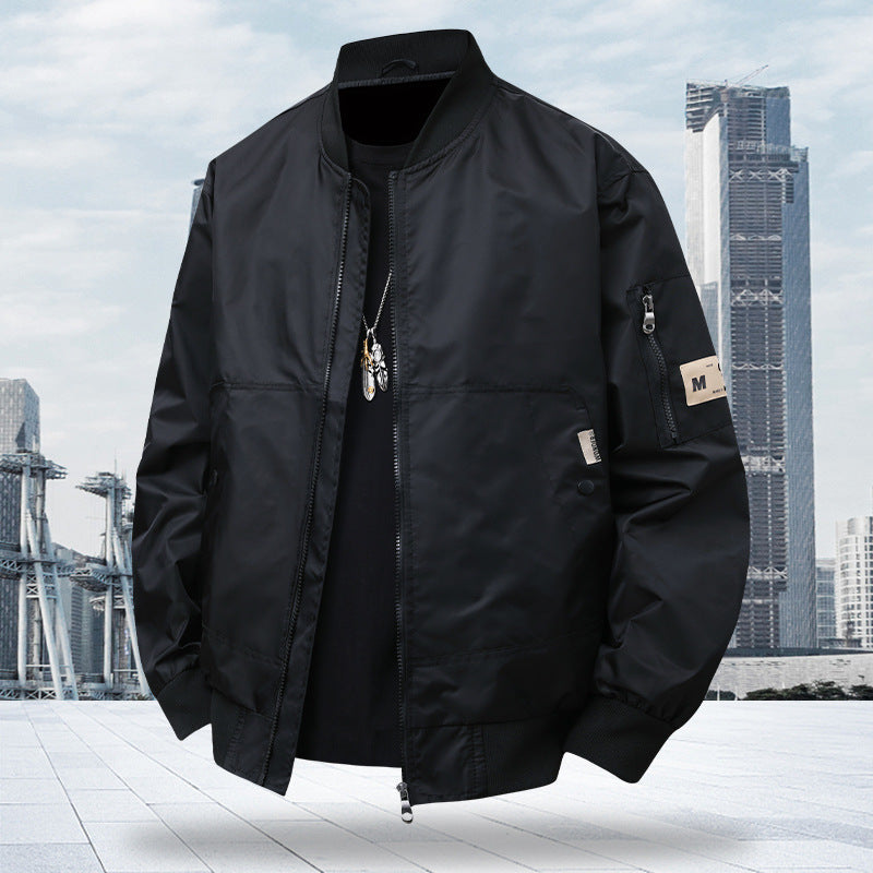 Herren Urbaner Nylon-Flight-Bomber mit Utility-Ärmeltasche und Zwei-Wege-Reißverschluss Nord Taschen
