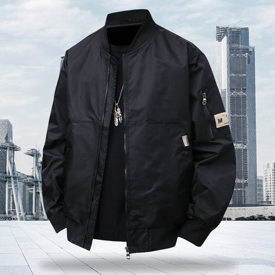 Herren Urbaner Nylon-Flight-Bomber mit Utility-Ärmeltasche und Zwei-Wege-Reißverschluss Nord Taschen