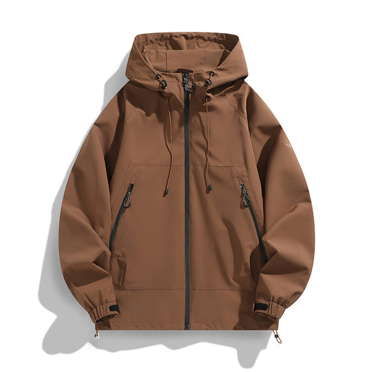 Herren Technische Wind- und Wasserabweisende Kapuzenjacke mit verstellbarem Saum Nord Taschen