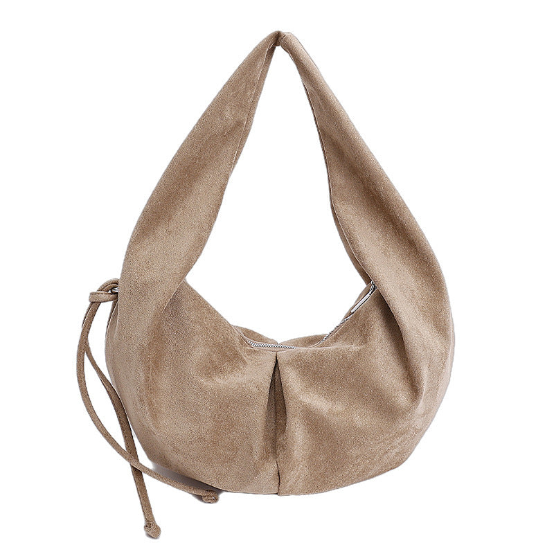 Damen Hobo-Tasche aus weichem Veloursleder mit praktischer Kordelzugöffnung Nord Taschen