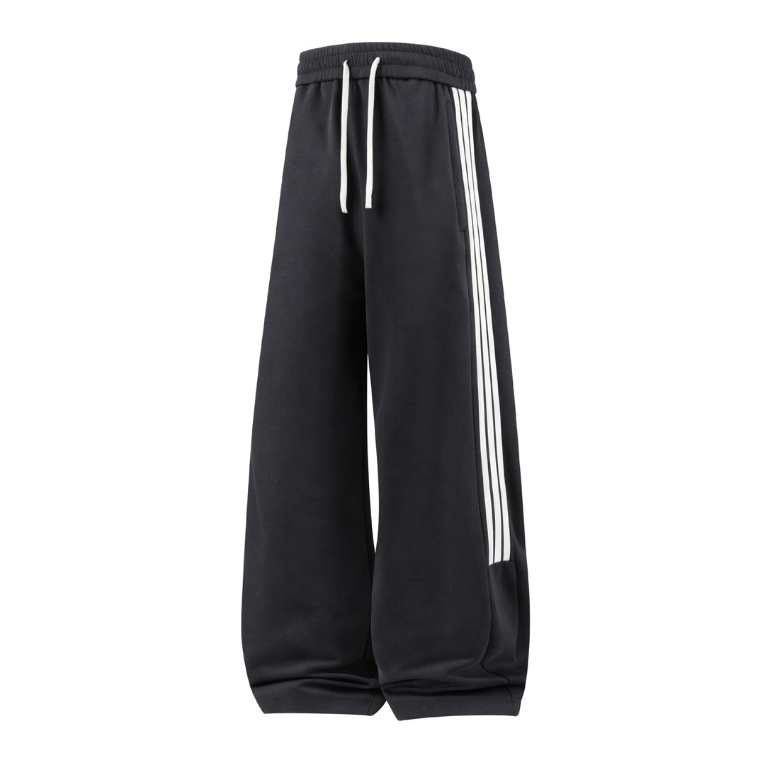 Damen Weite High-Waist Jogginghose mit markanten Seitenstreifen & Kordelzug Nord Taschen