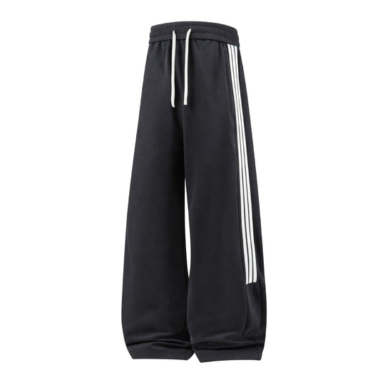 Damen Weite High-Waist Jogginghose mit markanten Seitenstreifen & Kordelzug Nord Taschen