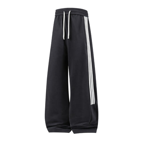 Damen Weite High-Waist Jogginghose mit markanten Seitenstreifen & Kordelzug Nord Taschen