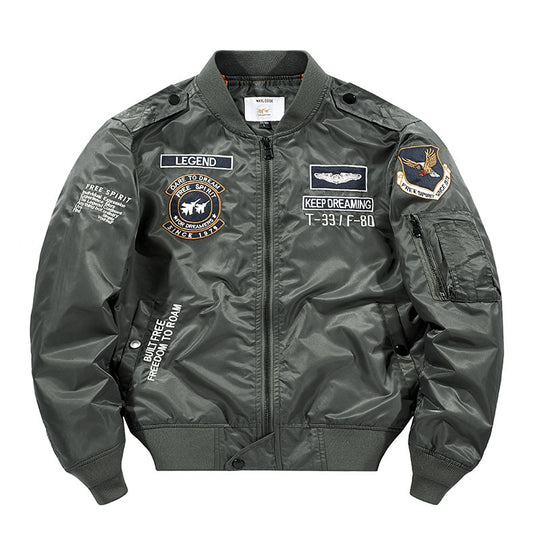 Herren Bomberjacke Pilotenblouson mit gestickten Fliegerapplikationen und windabweisendem Nylon Nord Taschen